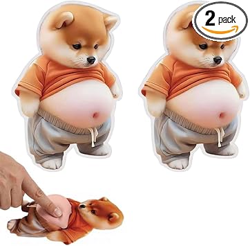 3D Shiba Inu Dog Belly Door Stopper Wall Protector, 2-Pack