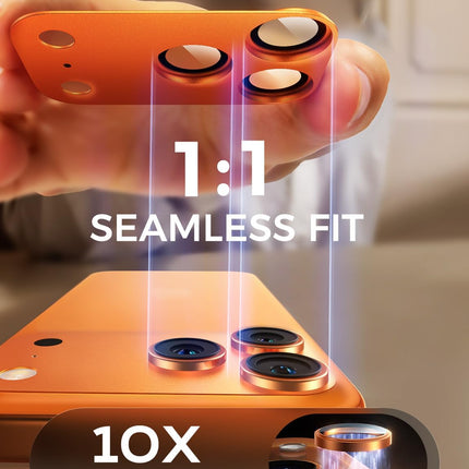 MAGIC JOHN 2 Pack Camera Lens Protector for iPhone 17 Pro Max, Full Coverage, Metal Aluminum Alloy Camera Lens Film, HD Clear, Scratch Resistant, Case-Friendly, Orange