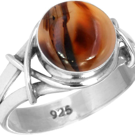 Boho Handmade Jewelry Natural Gemstone Pearl, Amethyst, Onyx, Tiger Eye Round Genuine 925 Sterling Silver Ring For Women