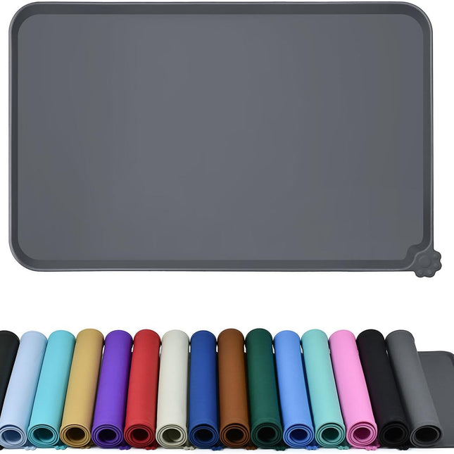 Waterproof Pet Feeding Mat with High Raised Edges, Heavier and Thicker Placemats for Cat Dog Water Bowl with BPA Free