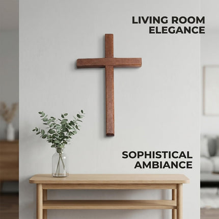 Christian Wooden Cross for Wall and Table, 7.87" x 4.7" Premium Small Handheld Prayer Cross with Hook, Spiritual Religious Gift for Christmas Baptism Altar Church Home Room Decor