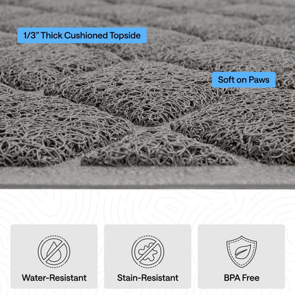 GORILLA GRIP Cat Litter Box Mat, Cushioned Coil Mesh Litter Trapping Mats, Scatter Control Supplies for Less Mess, Phthalate Free, Ultra Deep Catch Grooves, Rinse or Vacuum to Clean, 24x17 Gray