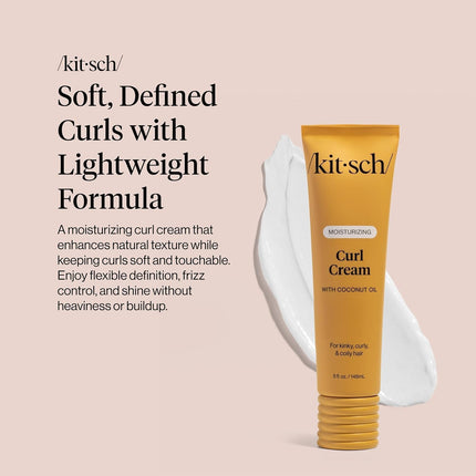 Kitsch Moisturizing Curl Cream for Curly Hair – Lightweight Curly Hair Products for Men & Women | Defines Curls, Controls Frizz & Boosts Shine | Hydrating Curling Cream - 5.3 oz
