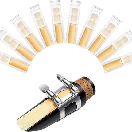 New bee 10pcs Bb Clarinet Reeds Strength 3.0 Individually Packed with Reed Case, Thinner Reed Tip Advanced Cutting Technology for Clarinet Beginner and Player
