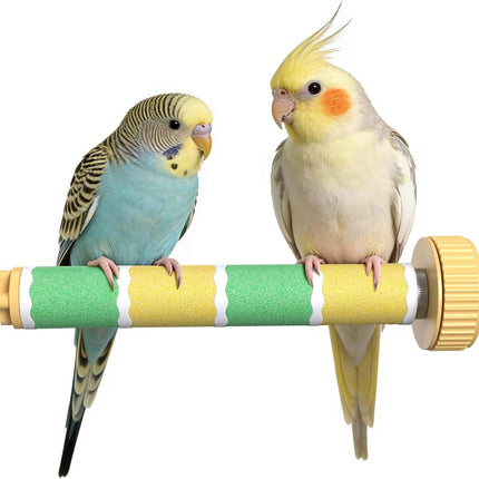 Bird Perch Stand Sandblasted Rough-Surface Cage Accessories,Parrot Beak & Claw Grinding Stone Sticks,Safe Non-Toxic Claw Trimmer Chew Toy for Parakeets,Cockatiels,Finches,Lovebirds