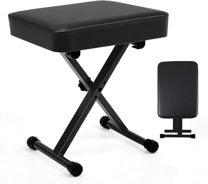 Adjustable Padded Keyboard Bench, Black