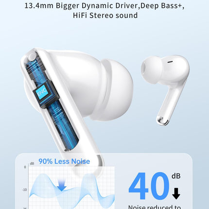 Wireless Earbuds, Bluetooth 5.4 Headphones with 50H Playback, Deep Bass Stereo Ear Buds Clear Calls with LED Power Display, IPX7 Waterproof, in-Ear Earphones with Mic for Phone/Android/iPad, Ash Gray