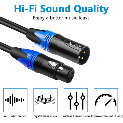 XLR Cables 25ft 4 Pack, Balanced Microphone Cable Gold-Plated 3 Pin