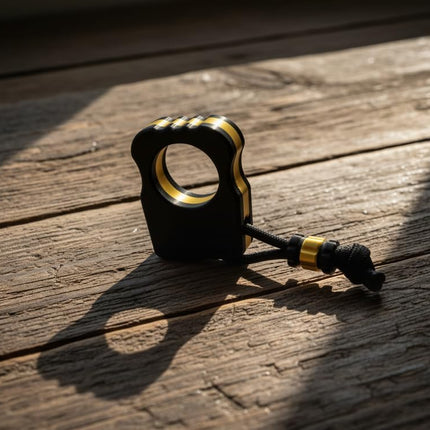 EDC Knuckle Tactical Keychain | Black with Metalic Silk Accent 3D Printed with Paracord Lanyard and Matching Bead