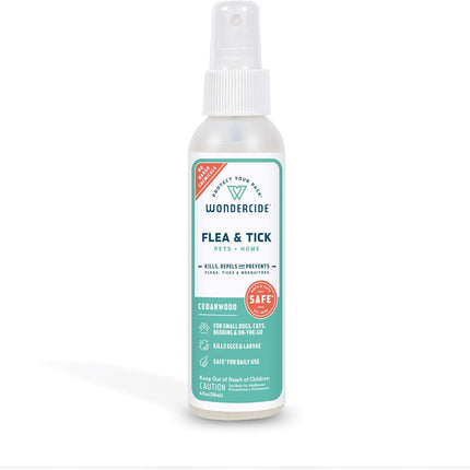 Wondercide - Flea, Tick & Mosquito Spray for Dogs, Cats, and Home - Flea and Tick Killer, Control, Prevention, Treatment - with Natural Essential Oils - Pet and Family Safe - Cedarwood 4 oz