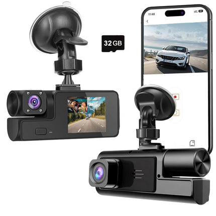 1080P Dual Dash Camera for Car Front and Inside Dashcam Car Security Video Recorder,170°Wide Angle Vehicle Cam,WDR,G-Sensor,Loop Recording,Night Vision (Dual Dash Cam Without Card)
