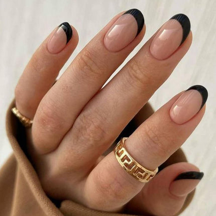Dark Red Short Fall Press On Nails, Oval Fake Nails