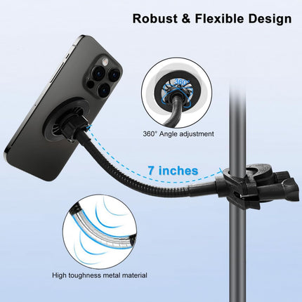 JCWINY for Magsafe Mic Stand Phone Holder, Flexible Phone Holder for Microphone Stands Super Magnets iPhone Mic Stand Holder Music Stands Phone Mount for iPhone 15 14 13 12 Pro Max Plus Max Mini