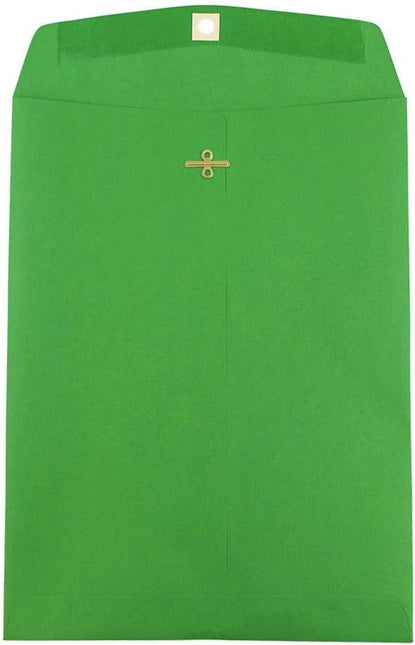 9 x 12 Colored Envelopes with Clasp Closure - Green Recycled