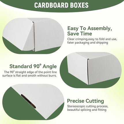 12"x9"x4" Shipping Boxes Set of 5, White Corrugated Cardboard Box Literature Mailer