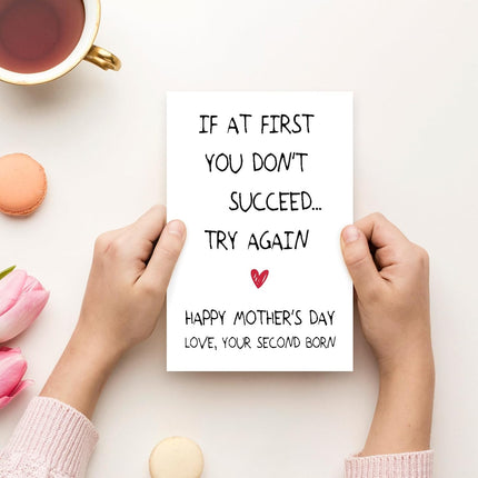 Funny Mothers Day Card for Mom, Happy Mothers Day Cards from Daughter or Son, Mother's Gift Ideas, Unique Mother Gifts for Mom from Your Second Born, Personalized Mama Gifts for Moms from Kids