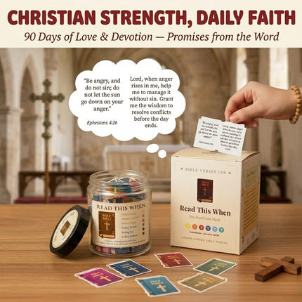 Bible Verse Jar, 90 Bible Verse Cards With NFC Bible Verse Bracelets, Scripture Bracelets, Read Me When Bible Verses Jar, Prayer Religious Catholic Christmas Christian Gifts For Women, Men