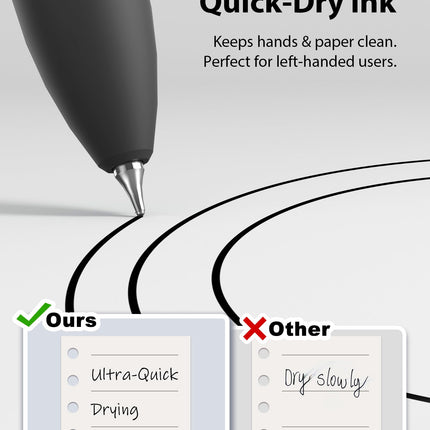 8 Pcs Gel Pens, Quick-Dry Long Lasting Black Ink-0.7mm Fine Point