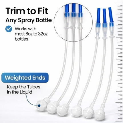 3-Pack Universal Fit 360° Spray Bottle Adapter, Includes Spray Bottle + Nozzle, Weighted Tube Replacement for Sprayers, Upside Down Multi-Angle Sprayer Attachment (3PCS)