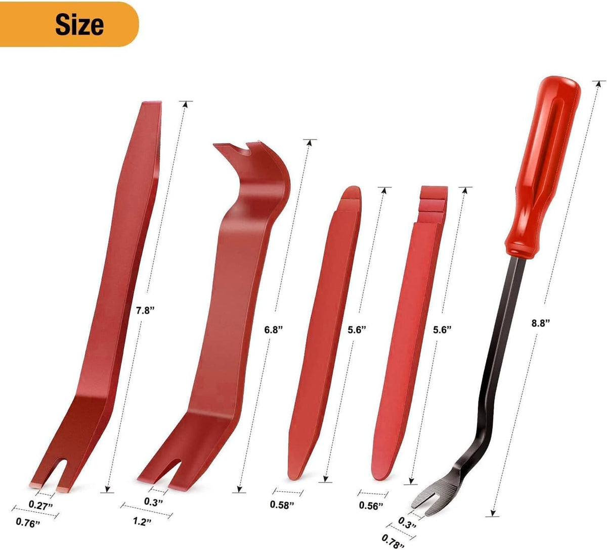 5-Piece Nylon Auto Trim Removal Tool Kit, Red - photo 2