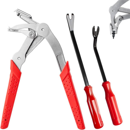 Car Clip Pliers, Auto Fastener Clip Removal Pliers, Panel Clip Removal Tool with 2Pcs Stainless Steel Fastener Remover for Removing Automotive Plastic Clips Trim Bumpers