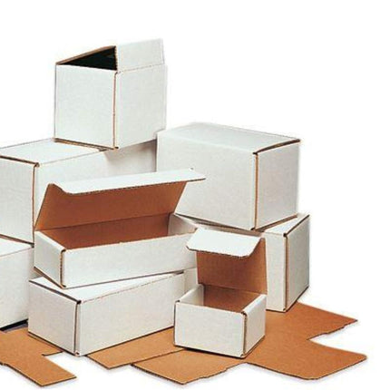 Secure Seal Shipping Boxes - 5x5x3" Mailers - White Foldable Corrugated Cardboard Packaging for Mailing, Moving, Storage, and Organizing - Strong Lightweight Foldable (Bulk 100 Pack)