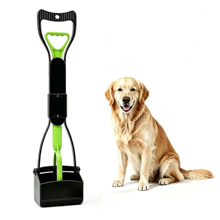 23.6" Pooper Scooper, Portable Dog Poop Pick Up Tool for Large Medium Dogs, Heavy Duty Pet Waste Cleaner for Yard, Lawns, Grass and Outdoor Green