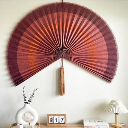 ChumDecor Fan Wall Decor,Large Bamboo Fan Wall Art for Boho Hanging Headboard,Decorative Folding Fans for Over Bed Decorations