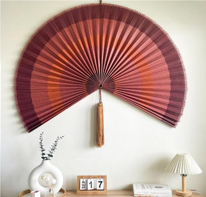 Large Green Bamboo-Style Folding Fan Wall Decor - photo 4