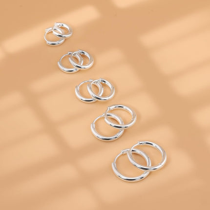 Sterling Silver Hoop Earrings, Hypoallergenic Earrings for Women Men 14k Real Gold Plated Small Huggie Hoop Earrings Stack Set for Multiple Piercing Lightweight Cartilage Helix Conch Hoop