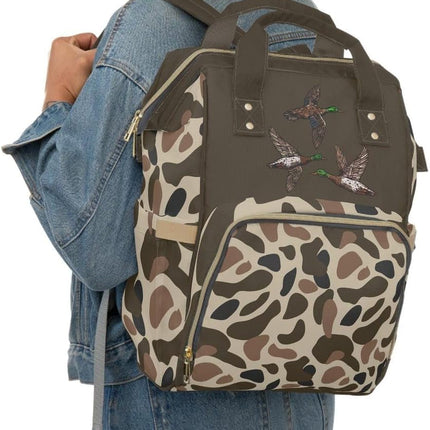 Camo Duck Diaper Bag Backpack – Versatile Travel Baby Bag with Waterfowl Hunting Aesthetic, Large Capacity Waterproof Mommy Backpack for Diapers, Bottles, and Everyday Use