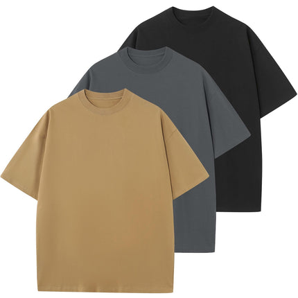 Men's Cotton T-Shirts Oversized Unisex Short Sleeve Crew Neck Loose Basic Tops Solid Athletic Tee