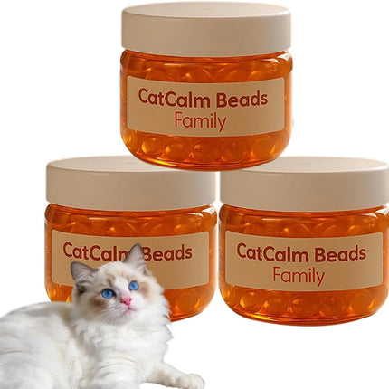 Cat Calm Beads Family, Cat Calming Diffuser Gel Non Plug in, 3 Pack Cat Anxiety Relief, Lasting 2 Months, Downtime More Peaceful for Pets and Owners Alike. (3pc)