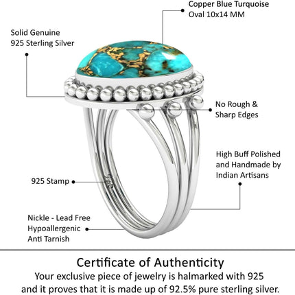 Lapis, Moonstone, Pearl, Crystal Oval Handmade Ring Genuine 925 Sterling Silver Boho Natural Gemstone Jewelry For Women