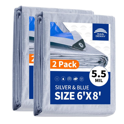 Tarps 8x10Ft 5.5 Mil Multipurpose Waterproof Poly Tarp Cover