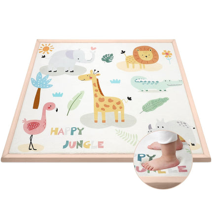 59"×71" Baby Play Mat for Floor & Playpen, 1.2" Thick High-density Foam Nursery Mat for Tummy Time, Soft Plush Carpet with Non-slip Bottom for Infant Toddler Baby Crawling & Playing (Animals)