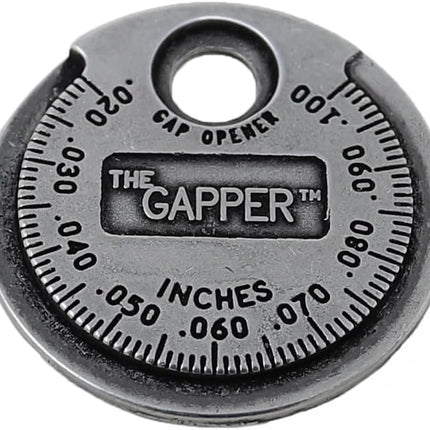 Spark Plug Gapper: Coin-Style Spark Plug Gap Tool, 0.020"–0.100" Measurement Range, Plated Steel, Quick-Check Reference Tool