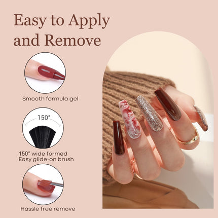 Nude Gel Nail Polish Set 6Colors Pink Milky White Brown