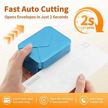 Rechargeable Electric Letter Opener – Automatic Envelope Slitter with Safe Hidden Blade, 1500 Cuts per Charge, Portable Mail Opener for Office Home Desk, Elderly Friendly, No Battery Needed