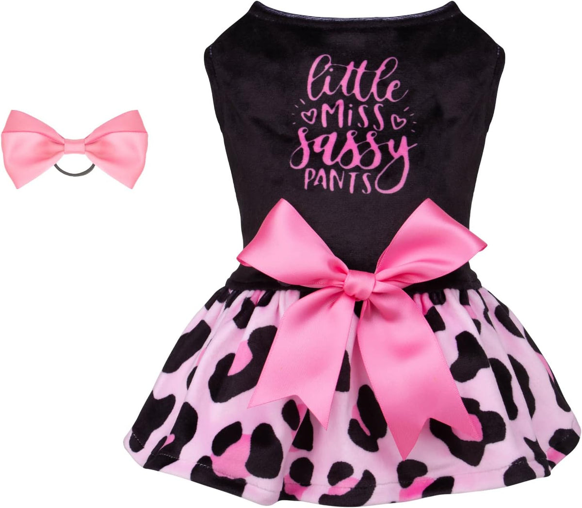 Little Miss Sassy Pants Pink Leopard Velvet Dog Dress