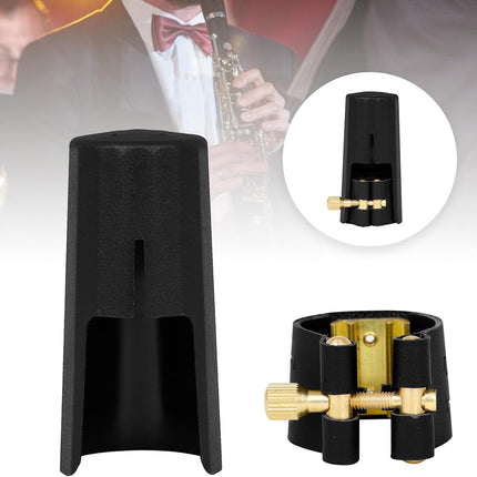 Bb Clarinet Leather Ligature Fastener and Plastic Cap for Clarinet Mouthpiece, Ligature Fastener Mouthpiece Cover with Plastic Cap