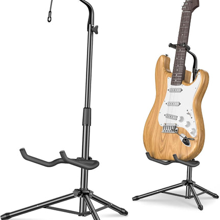 New Bee Guitar Stand, Height Adjustable Foldable Guitar Stand with Secure Support for Acoustic, Electric, Bass and Banjos, Load Capacity 20LB