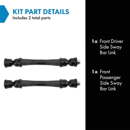 TRQ Front Sway Bar Stabilizer Link Set Compatible with 2015-2021 Chevrolet Colorado 2016-2019 Suburban 3500 HD GMC Canyon