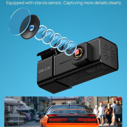 Dash Cam 2.5K Front Dash Camera for Cars with App, WiFi Mini Dashcam Built-in IPS Screen, Night Vision, G-Sensor, Smart Voice, Loop Recording, 24H Parking Mode, 32G SD Card Included, Support 256GB Max