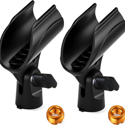 2 Pcs Universal Microphone Clip, Adjustable Mic Clip Holder for Mic Stand, Come with 5/8" Male to 3/8" Female Screw Adapter