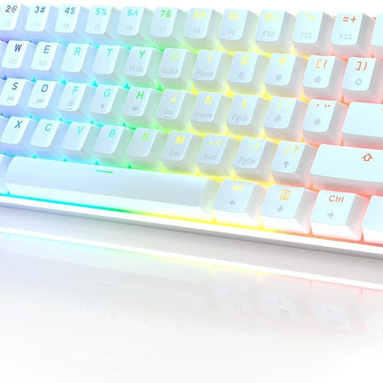 HK GAMING GK61 Mechanical Gaming Keyboard - 61 Keys Multi Color RGB Illuminated LED Backlit Wired Programmable for PC/Mac Gamer (Gateron Optical Brown, White)