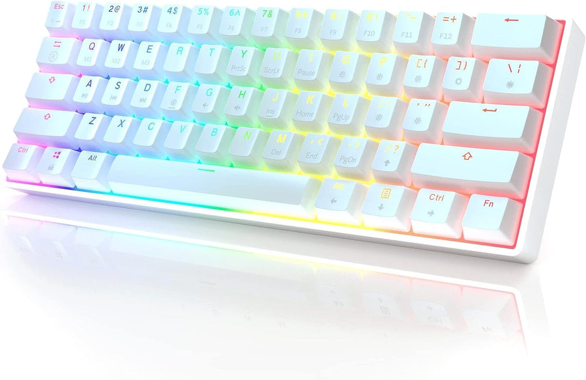 61-Key Mechanical Gaming Keyboard with RGB Backlighting - White, Optical Brown