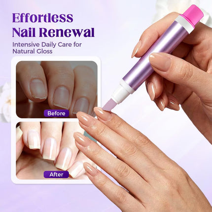 2-in-1 Cuticle Oil Pusher Pen, 2026 New Ceramic Cuticle Tool, Portable Lavender Scented Cuticle Pen for Manicure, Hydrating Nail Care Pen for Salon, Nail Repair Pen for Women (Purple+Pink)