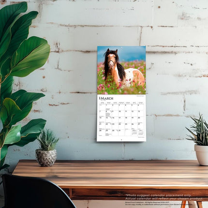 Horse Lovers | 2027 7 x 14 Inch (Hanging) Monthly Mini Wall Calendar | BrownTrout | Animals Equestrian