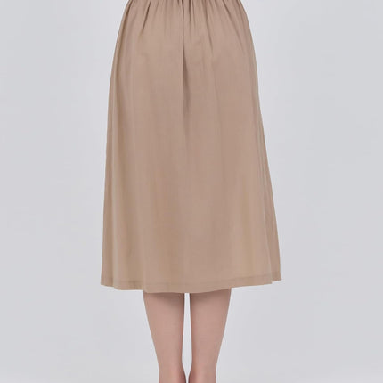 Cotton Half Slip Skirt, Women's Midi Length Underskirt with Elastic Waistband
